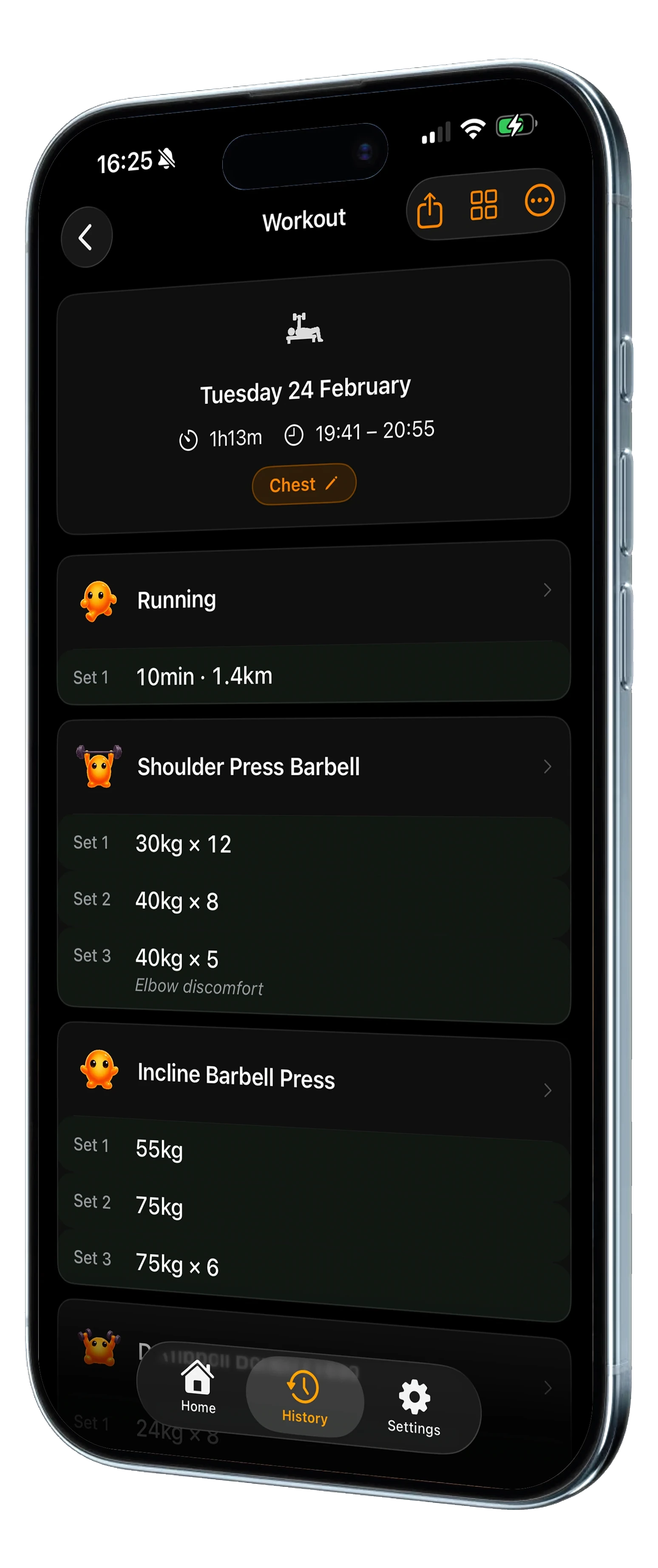 Gymmer workout history detail